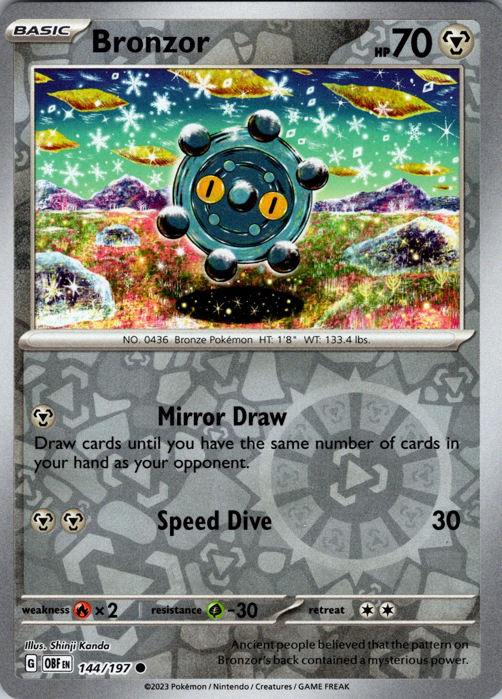 Bronzor [Reverse Holo] #144 Pokemon Obsidian Flames