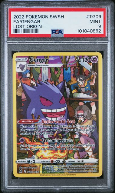 2022 POKEMON SWORD & SHIELD LOST ORIGIN #TG06 FA/GENGAR LOST ORIGIN PSA9